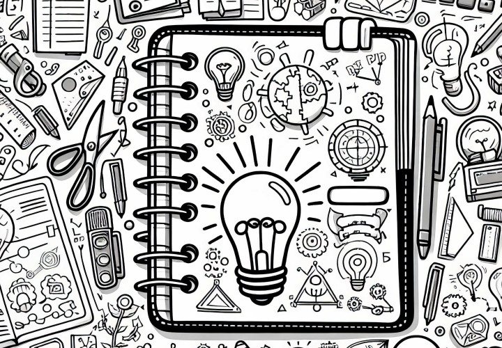 Notizbuch eines Erfinders – Kostenloses Ausmalbild zum Download Notizbuch eines Erfinders – Kostenloses Ausmalbild zum Download