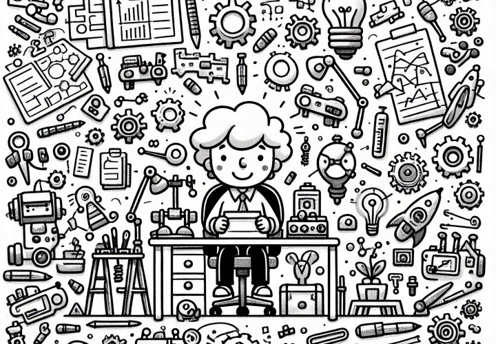 Atelier eines Erfinders – Ausmalbild und Wimmelbild Kostenlos Atelier eines Erfinders – Ausmalbild und Wimmelbild Kostenlos
