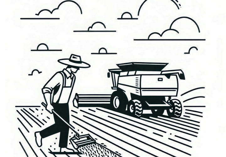 Ausmalbild mit Landwirt und Mähdrescher kostenlos zum Download Ausmalbild mit Landwirt und Mähdrescher kostenlos zum Download