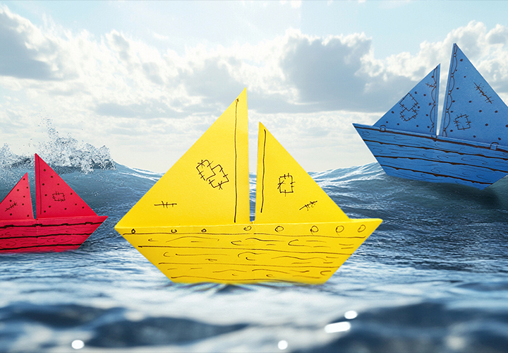 Origami sejlbåd: Foldningsinstruktion med video og billeder