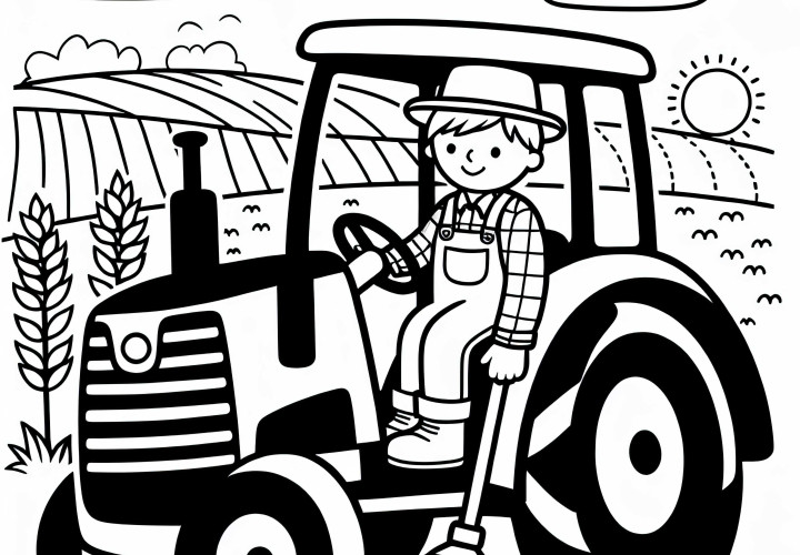 Traktor eines Landwirts Malvorlage Gratis Traktor eines Landwirts Malvorlage Gratis