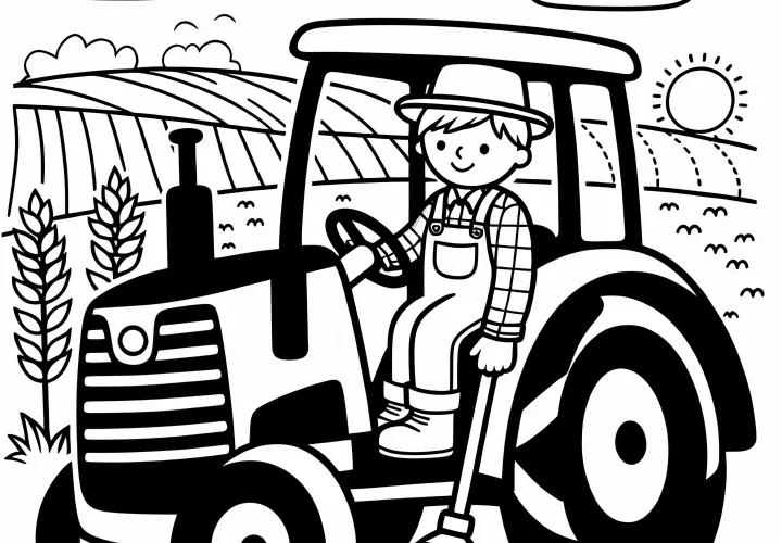 Traktor eines Landwirts Malvorlage Gratis