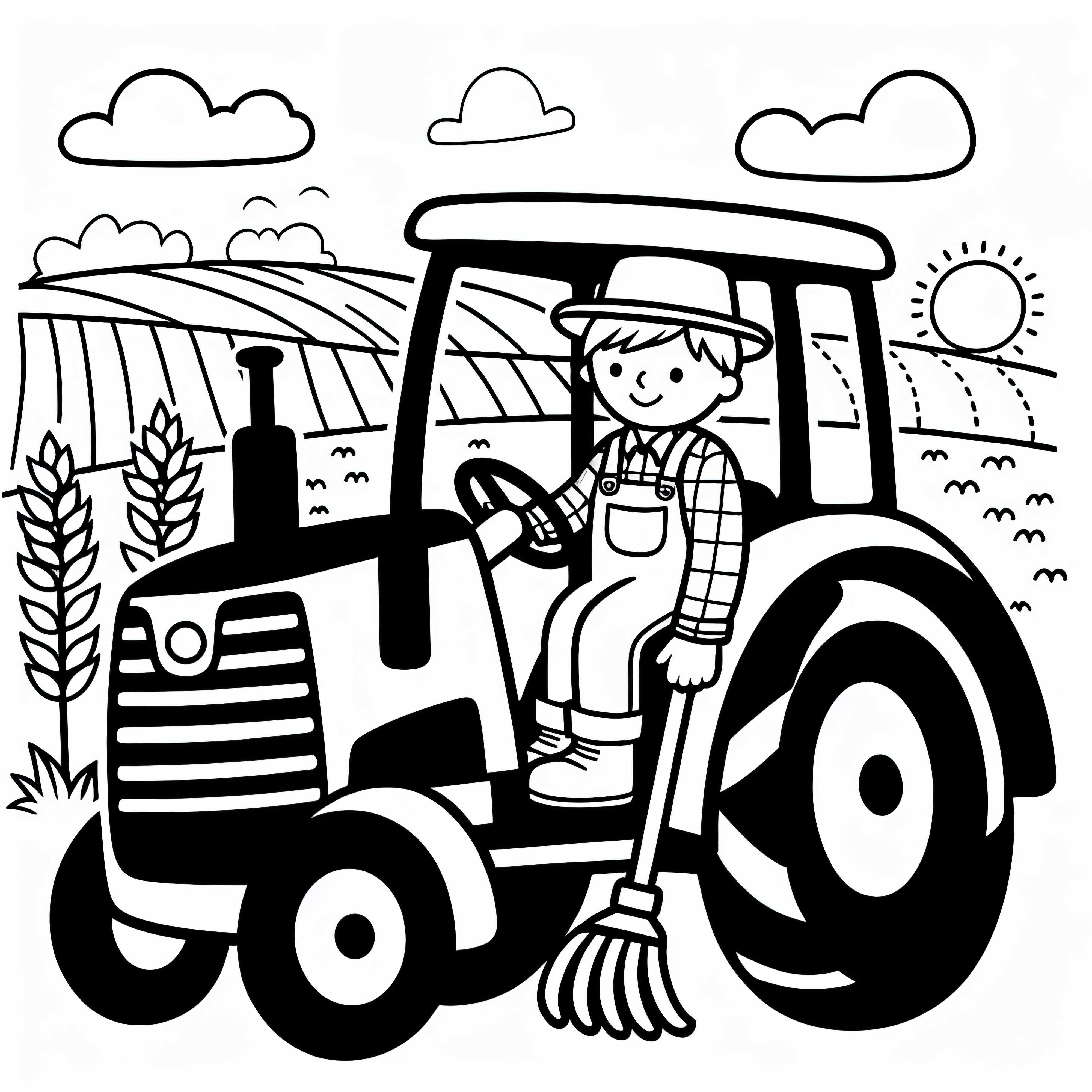 Traktor eines Landwirts Malvorlage Gratis