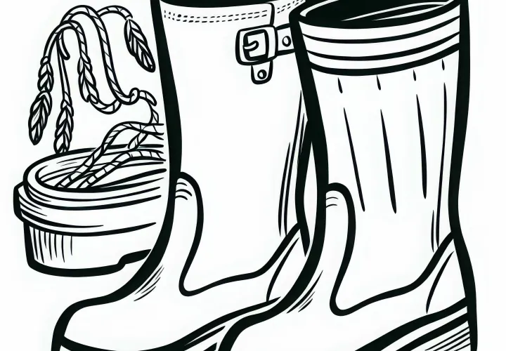 Gummistiefel eines Landwirts – Ausmalbild kostenlos