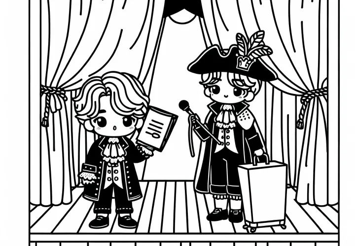 Schauspieler auf Bühne Ausmalbild Einfach Gratis