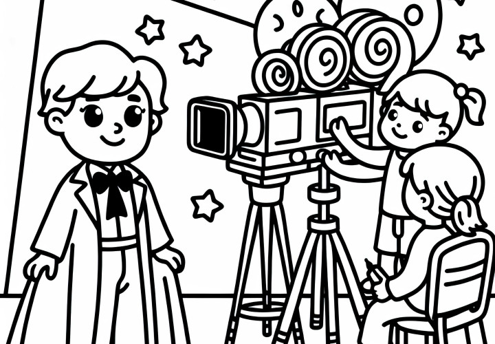 Schauspieler bei Filmaufnahme vor Kamera Ausmalbild Gratis Schauspieler bei Filmaufnahme vor Kamera Ausmalbild Gratis