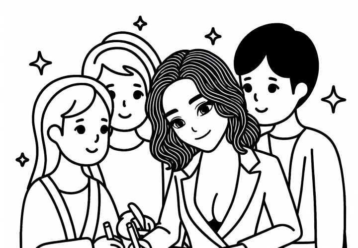 Schauspielerin, die Autogramme an Fans verteilt – Malvorlage kostenlos Schauspielerin, die Autogramme an Fans verteilt – Malvorlage kostenlos