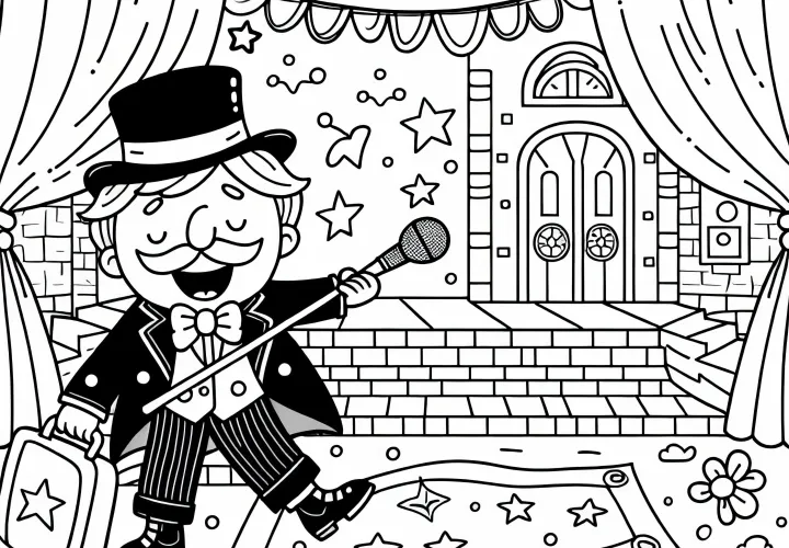 Teater scene farvelægningsskabelon gratis