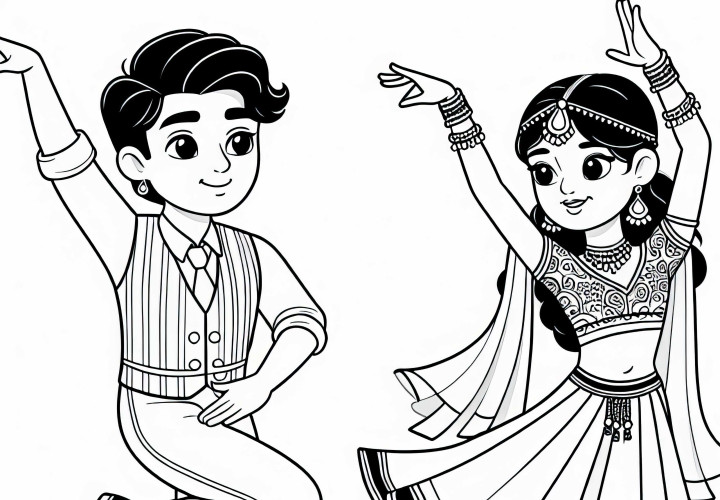 Desenho para colorir de dois dançarinos grátis Desenho para colorir de dois dançarinos grátis