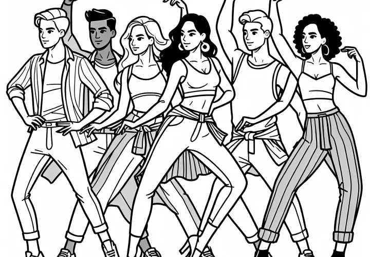 Danser i gruppe ved koreografi - Malebillede gratis