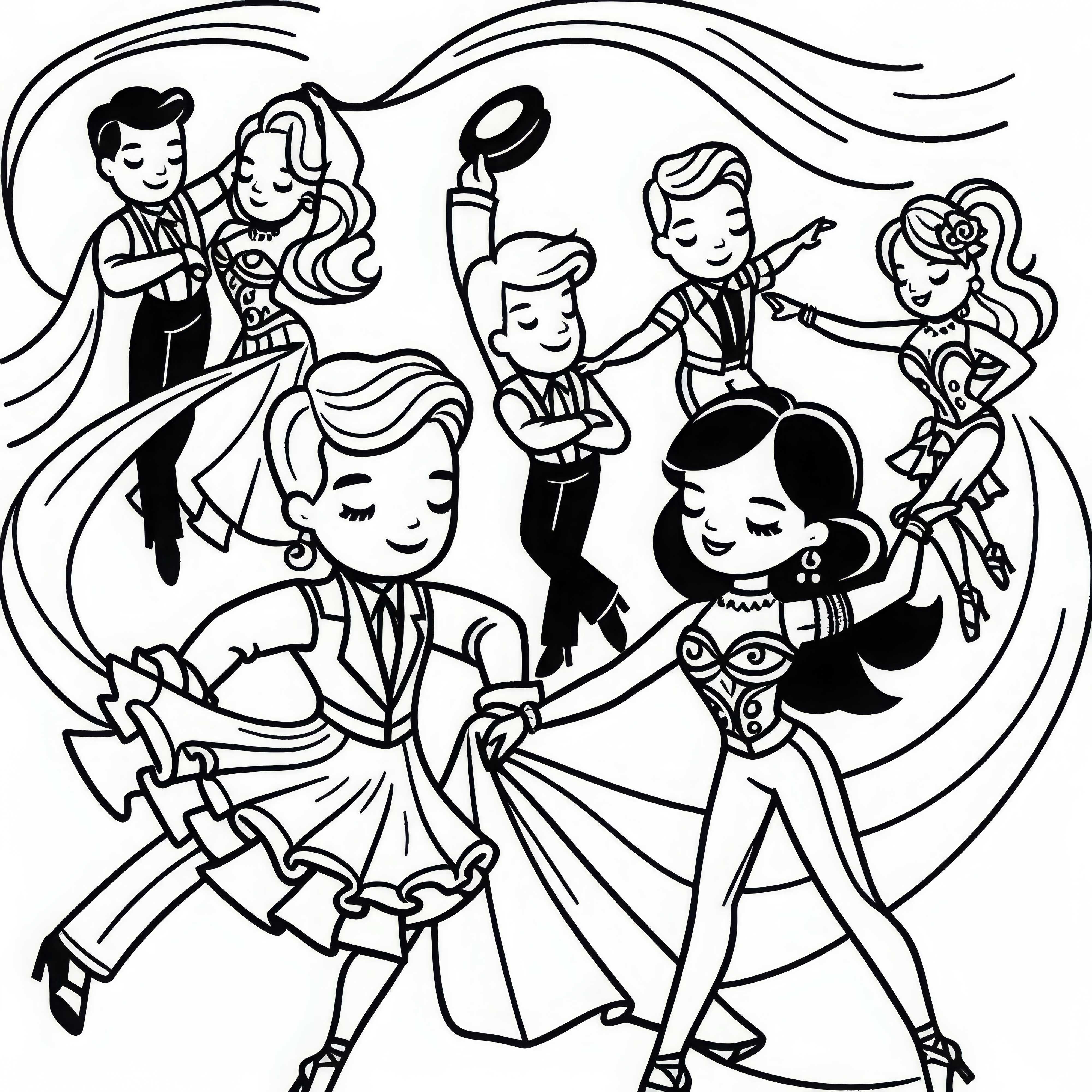 Dançarino em competição de dança latino-americana - Desenho para colorir gratuito