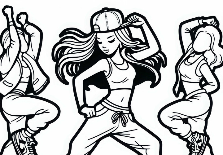 Dançarino em apresentação de Hip-Hop Desenho para colorir Grátis