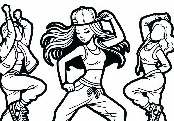 Danser ved hip-hop-optræden farvelægning gratis