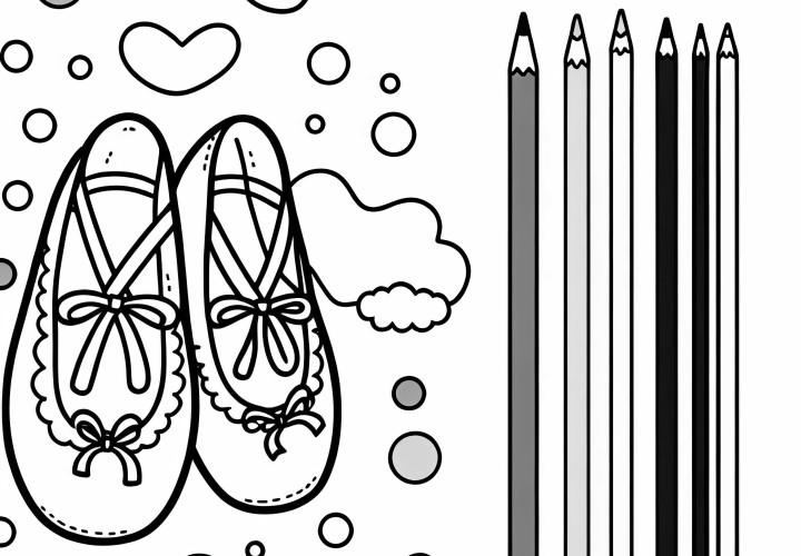 Desenho para colorir de sapatilhas de balé para dançarinas gratuito