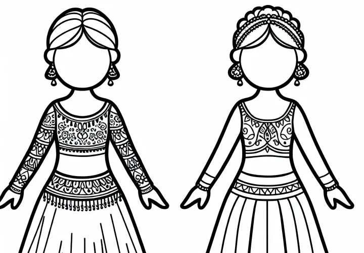 Dansebeklædning til danserinde – Maler skabelon gratis