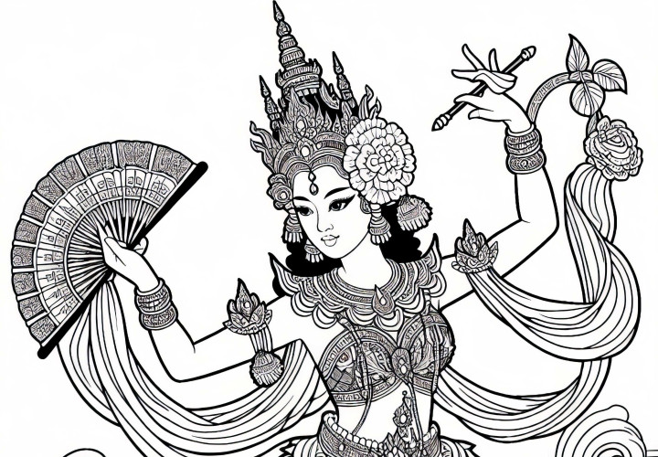 Dançarina em apresentação com fantasias coloridas - Desenho para colorir gratuito Dançarina em apresentação com fantasias coloridas - Desenho para colorir gratuito