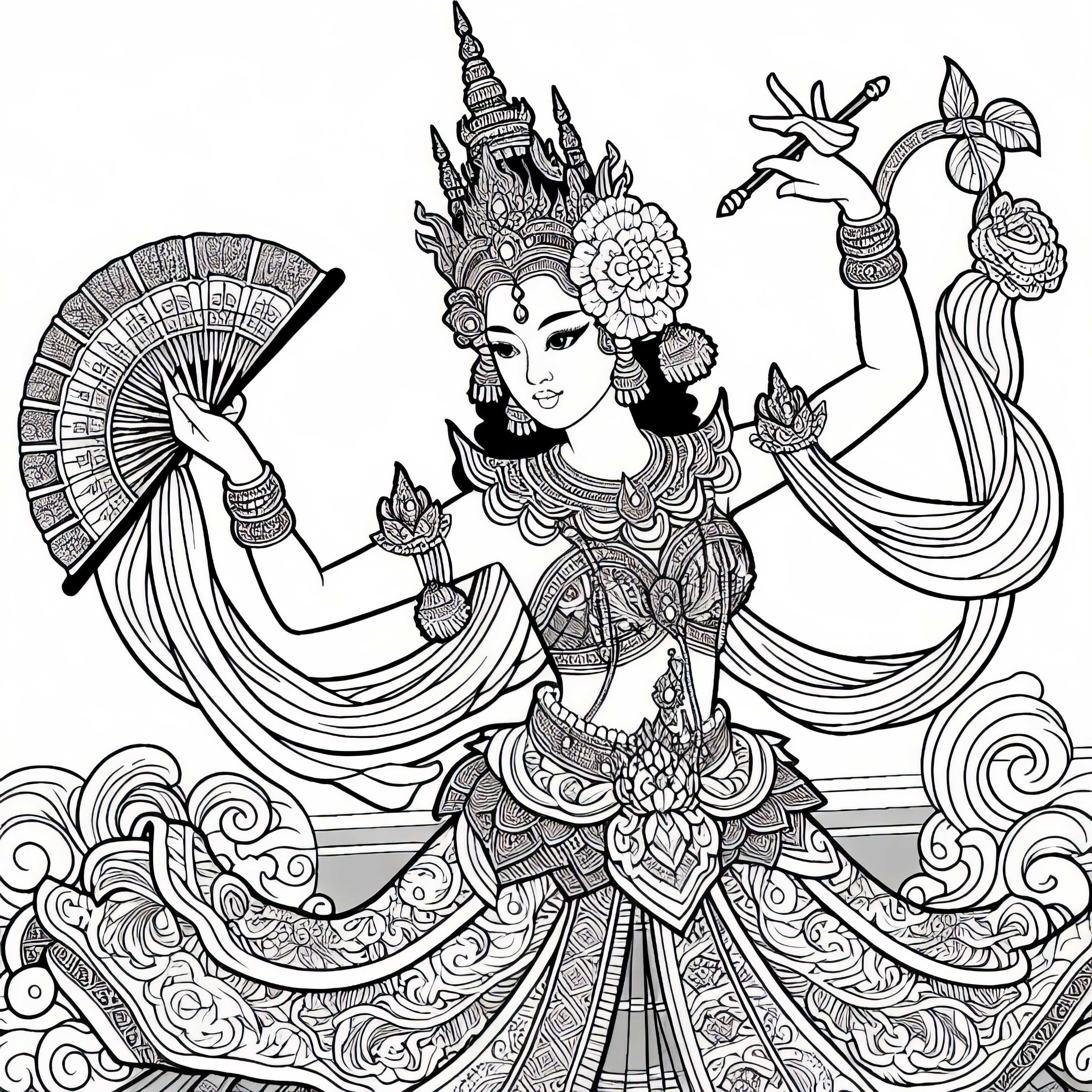 Dançarina em apresentação com trajes coloridos - Modelo para colorir gratuito