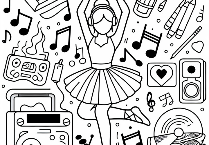 Desenho para colorir de dançarina simples e gratuito