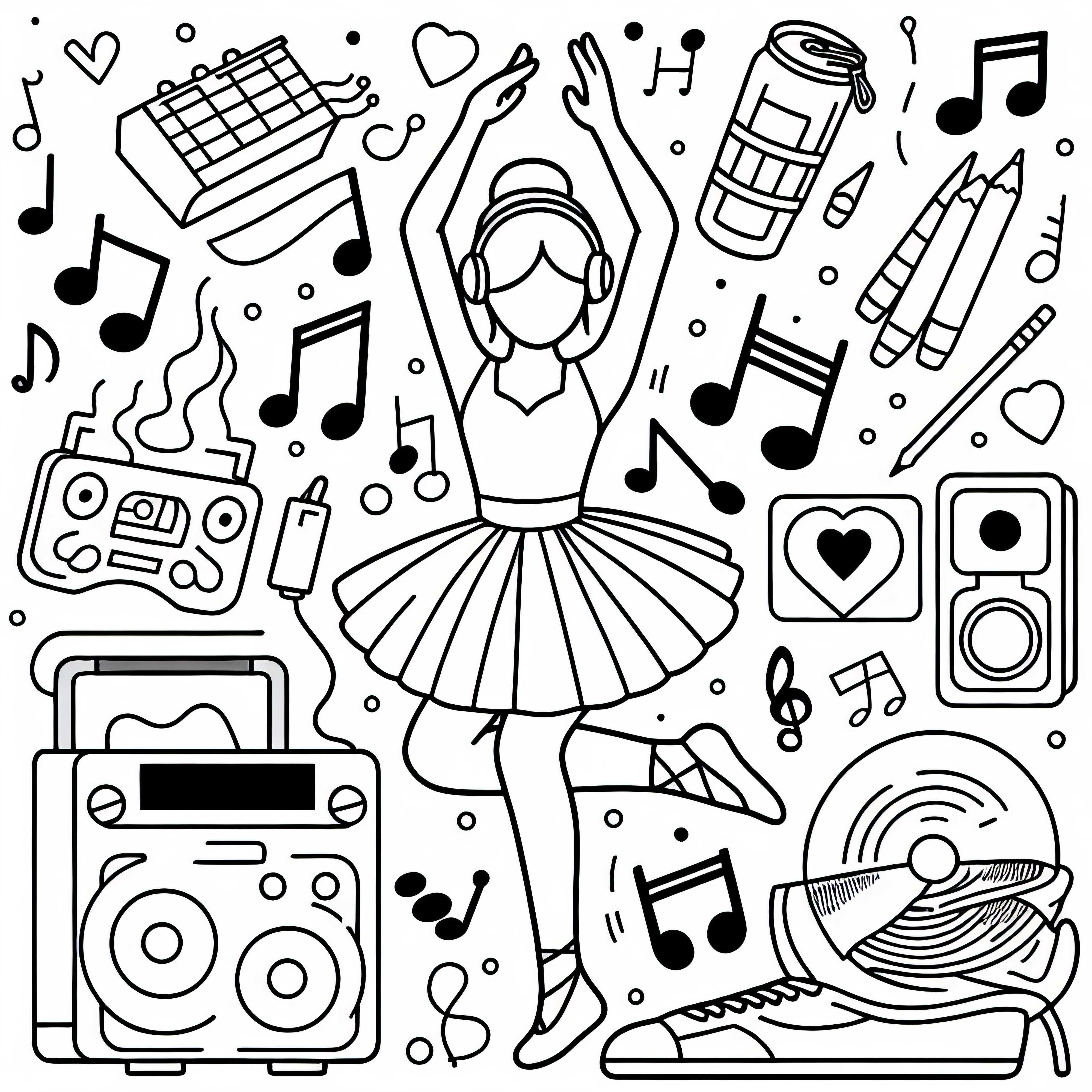 Desenho para colorir de dançarina simples e gratuito