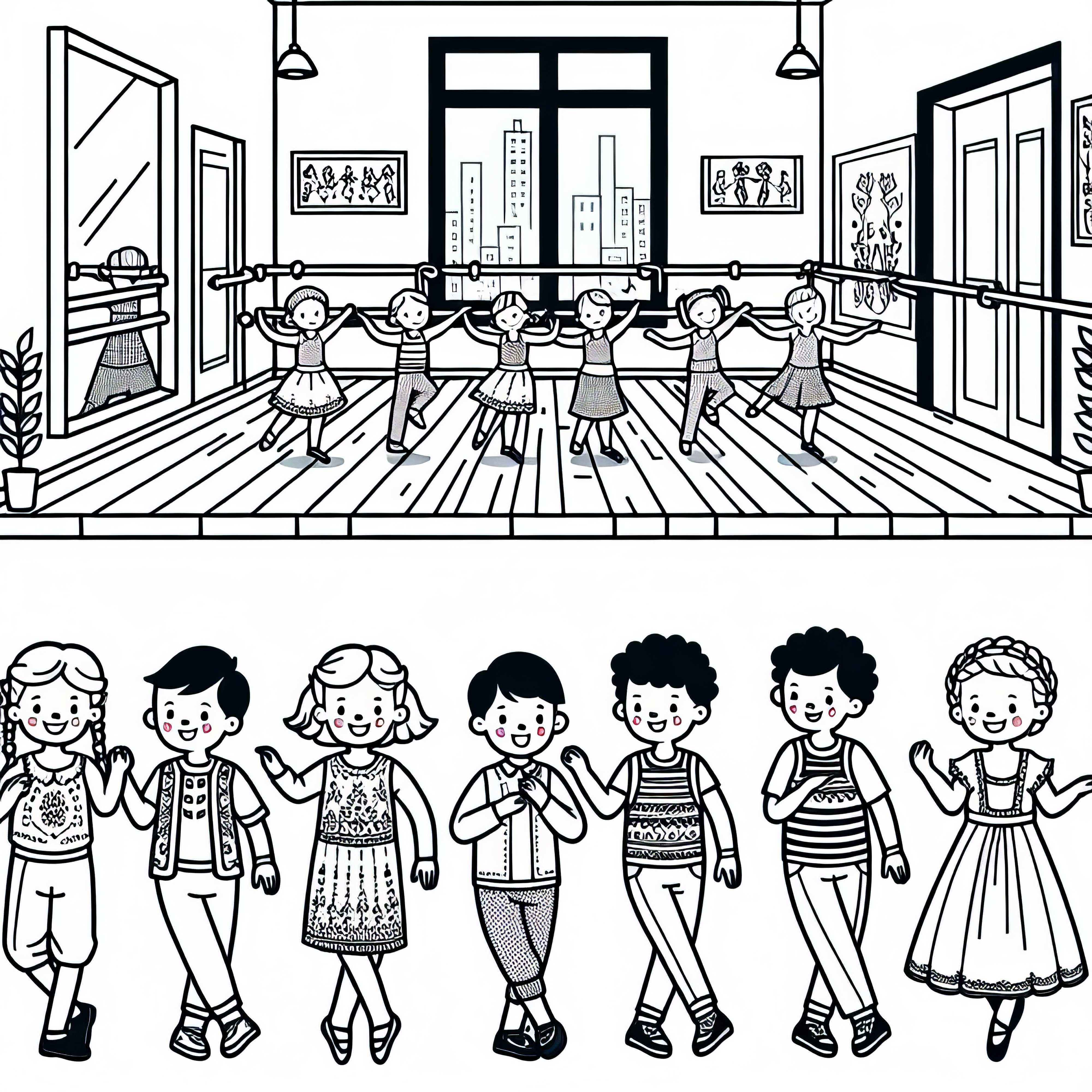 Escola de Dança Desenho para Colorir Gratuito - Um prazer criativo