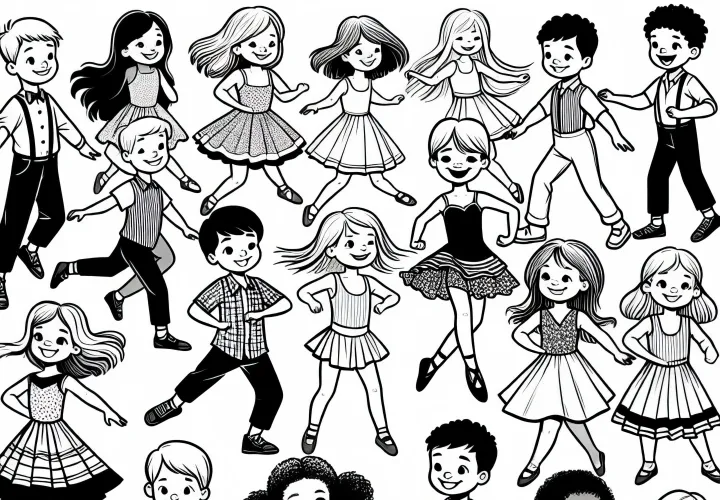 Børn der danser - Maleblanket Gratis