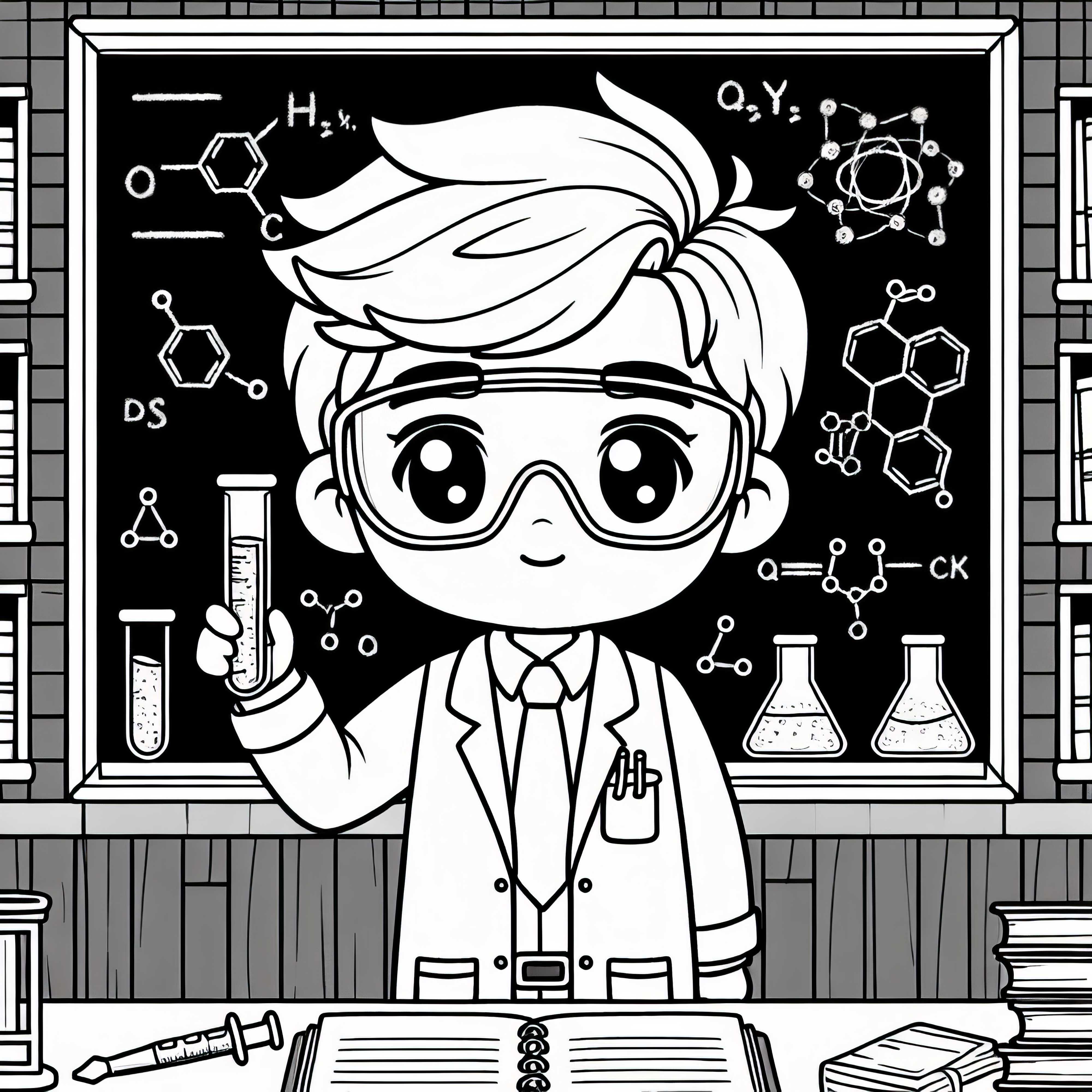 Plantilla de dibujo de científico gratis