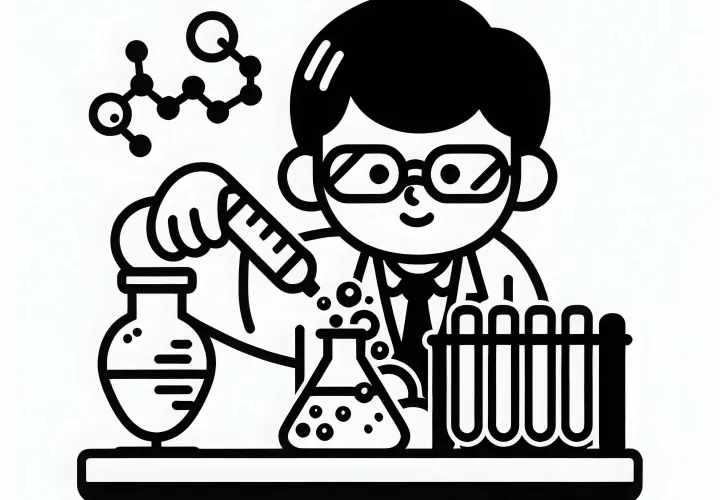 Forskere i eksperiment med kemisk reaktion - Malebillede let at downloade gratis