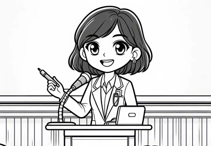 Forsker ved konference foran publikum - Malebillede gratis