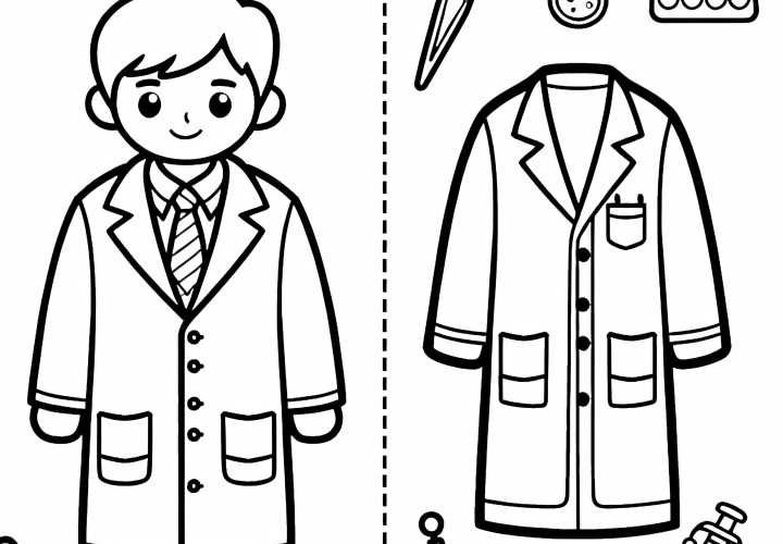 Batas de laboratorio para científicos - Plantilla para colorear Descargar gratis