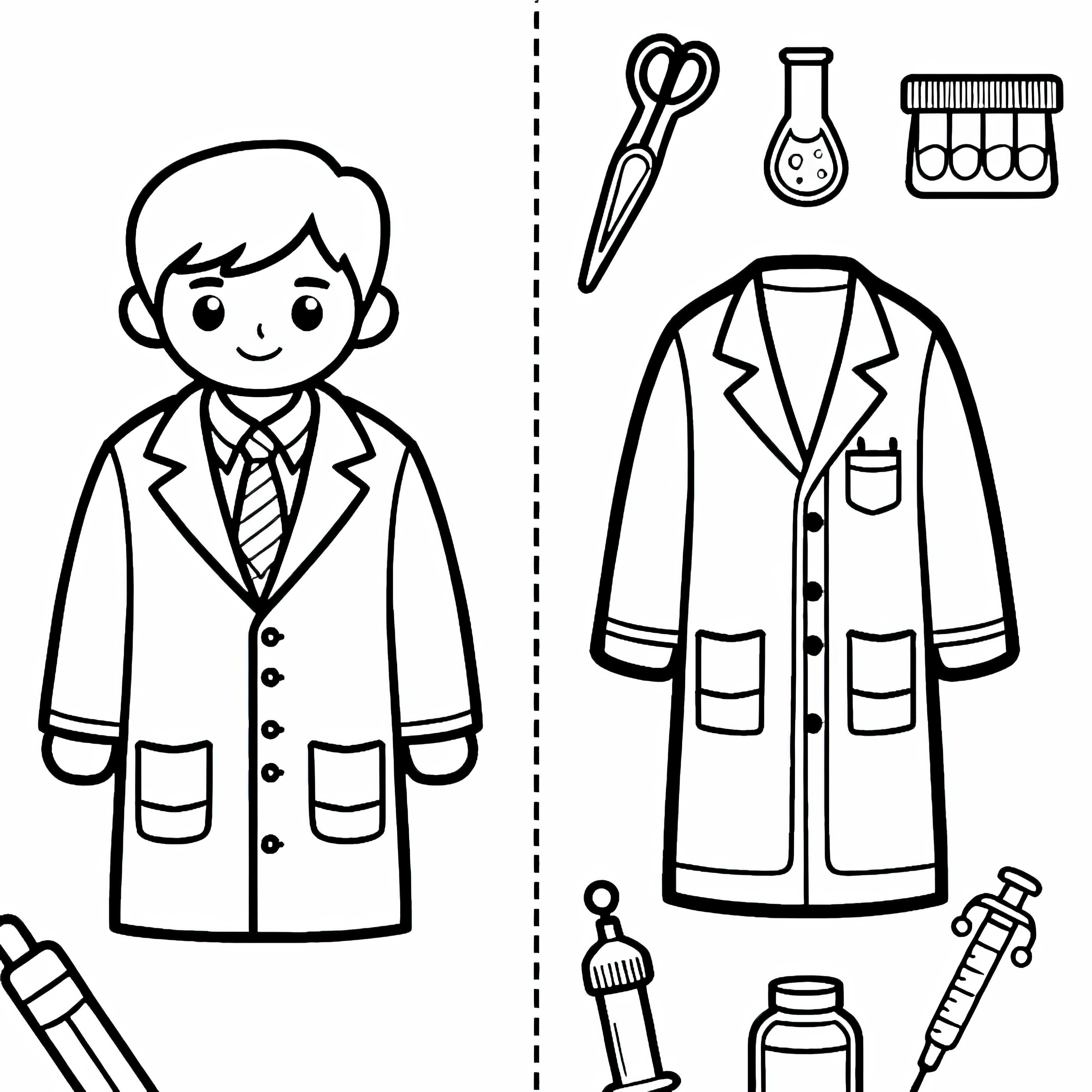 Batas de laboratorio para científicos - Plantilla para colorear Descargar gratis