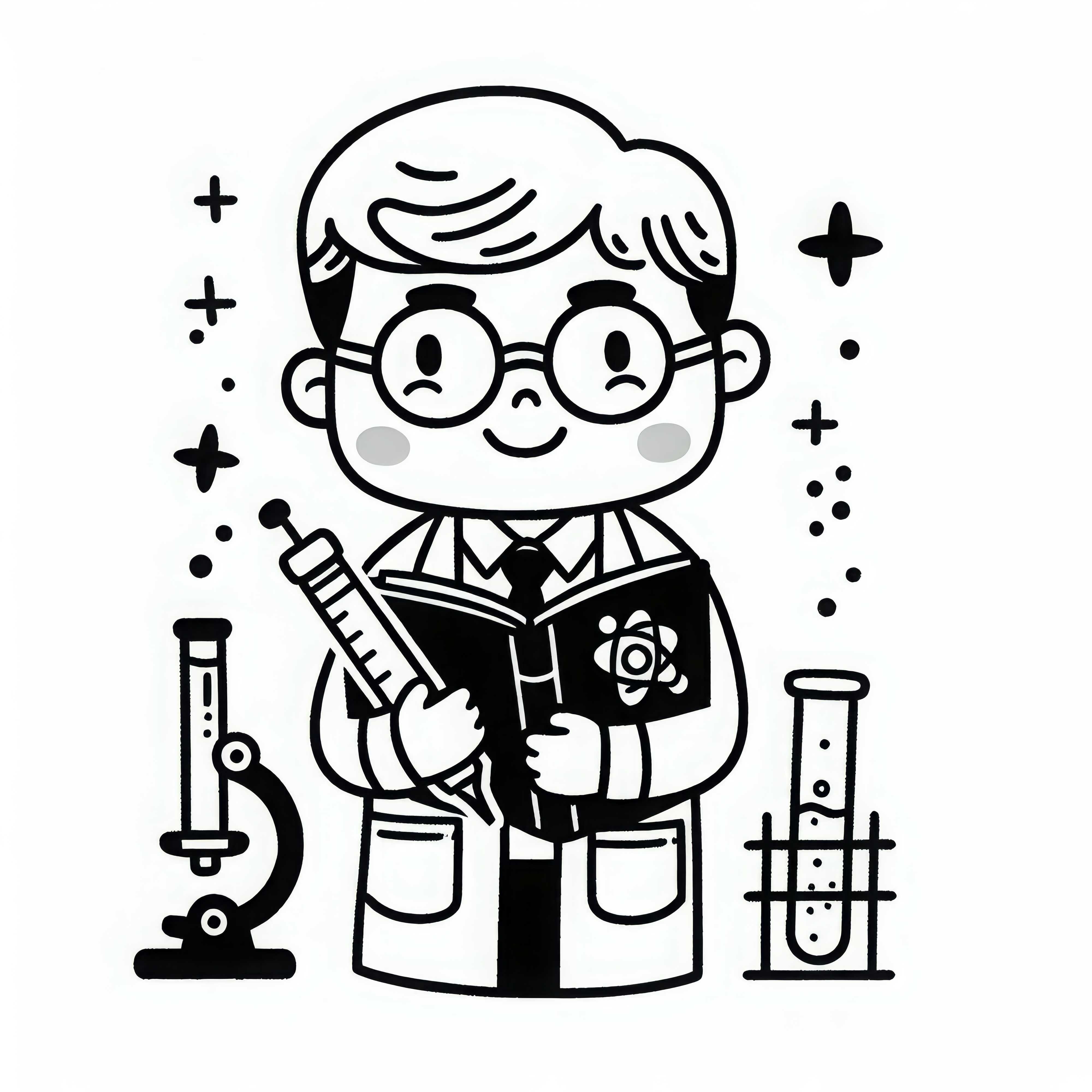 Plantilla de dibujo de científico gratis