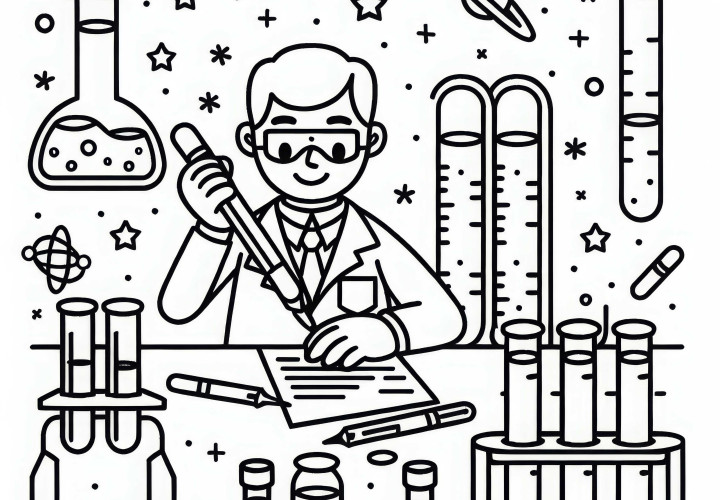 Tubes de ensayo para científicos - Dibujo para colorear gratuito
