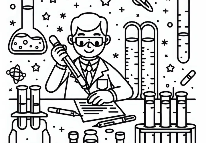 Reagensglas til videnskabsfolk - gratis malebillede