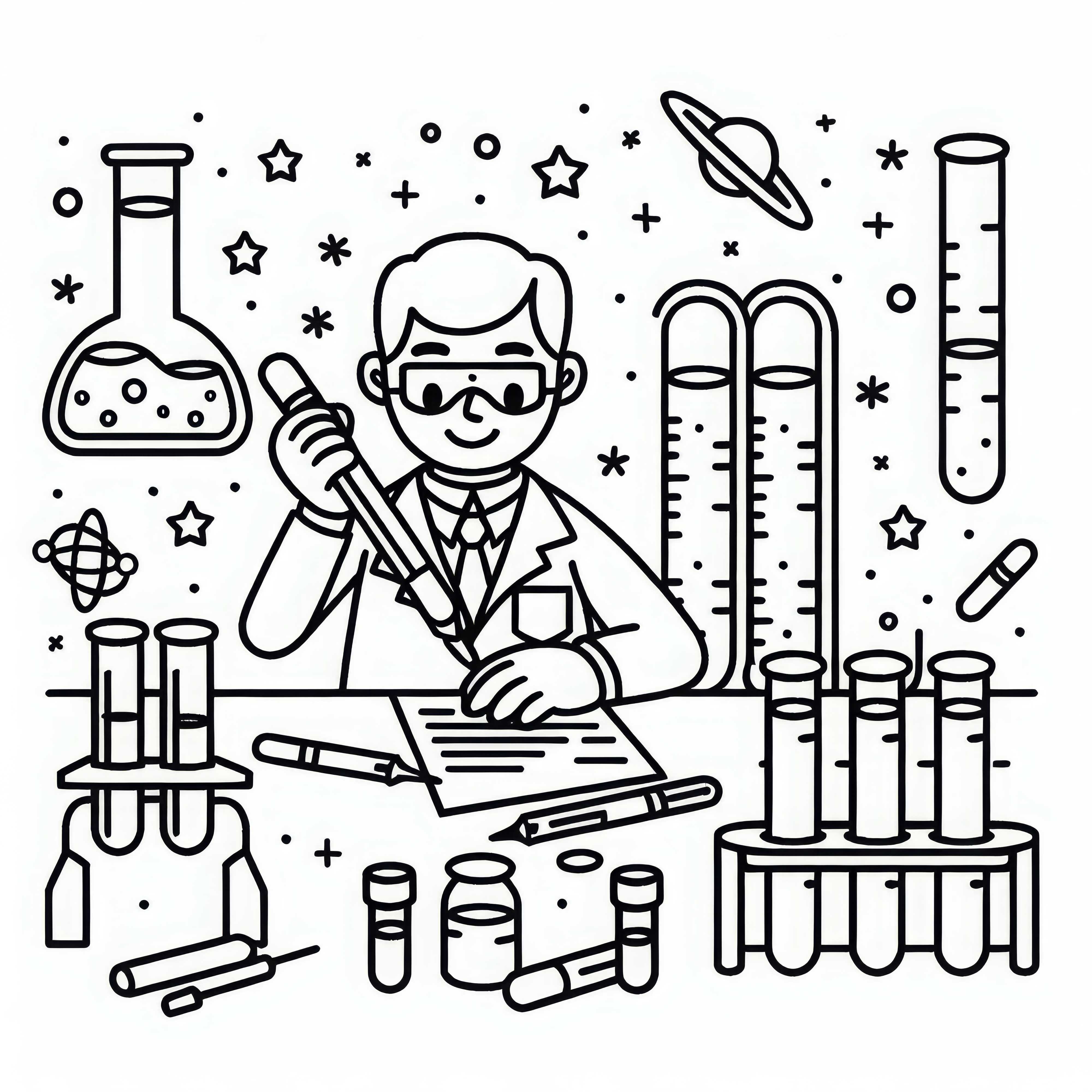 Tubos de ensayo para científicos - Dibujo para colorear gratuito