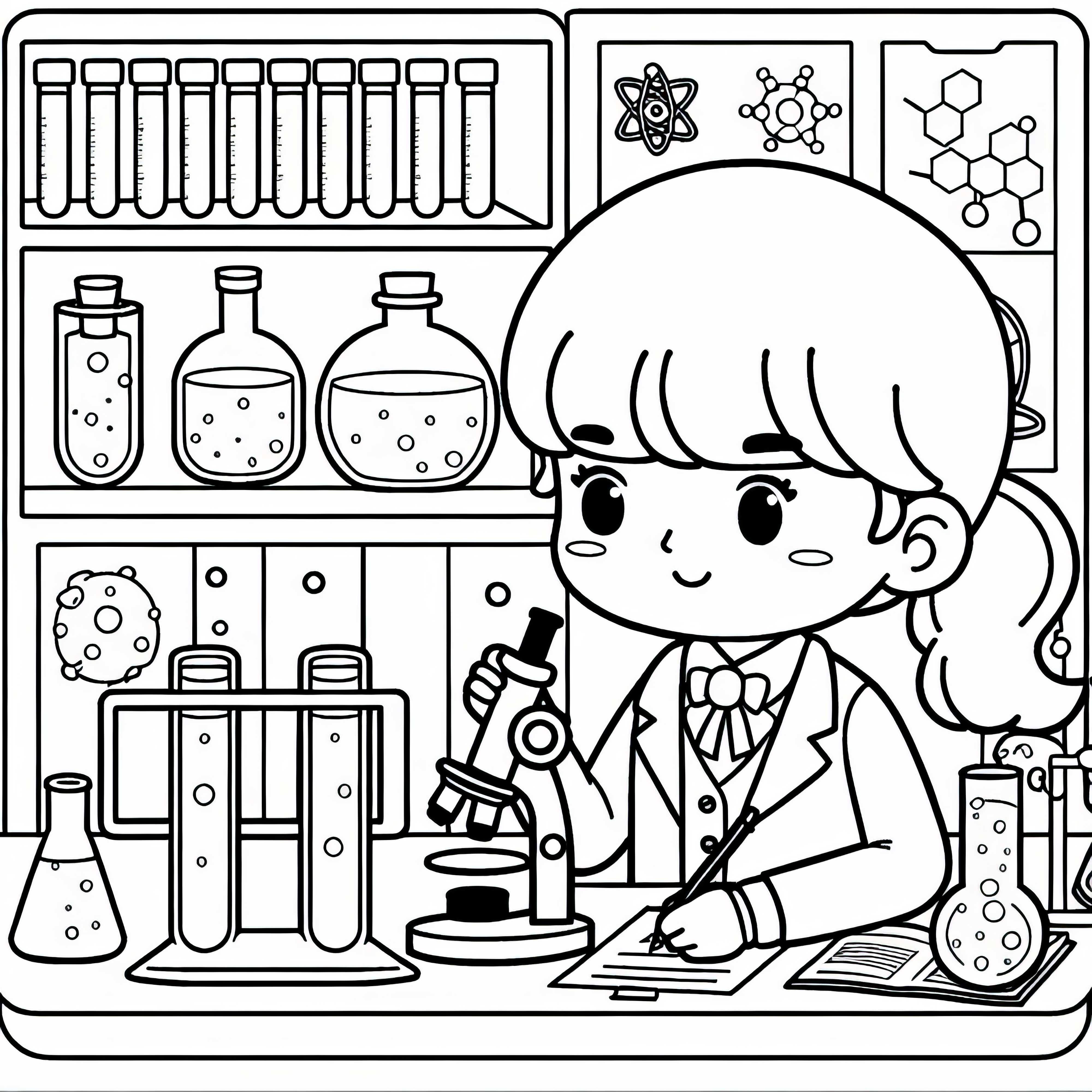 Labor con científicos - Plantilla para colorear gratuita