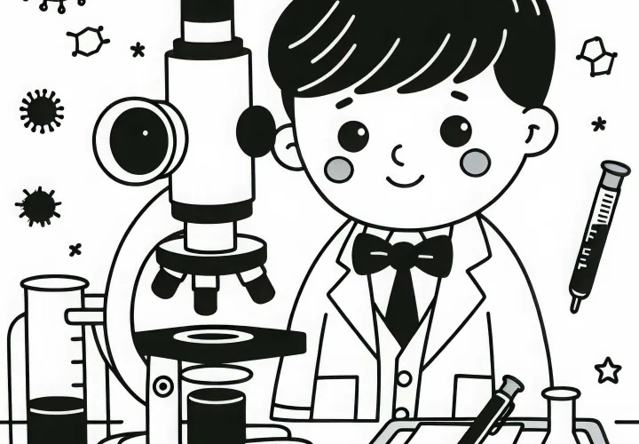 Mikroskop til forskere – gratis farvelægningsark