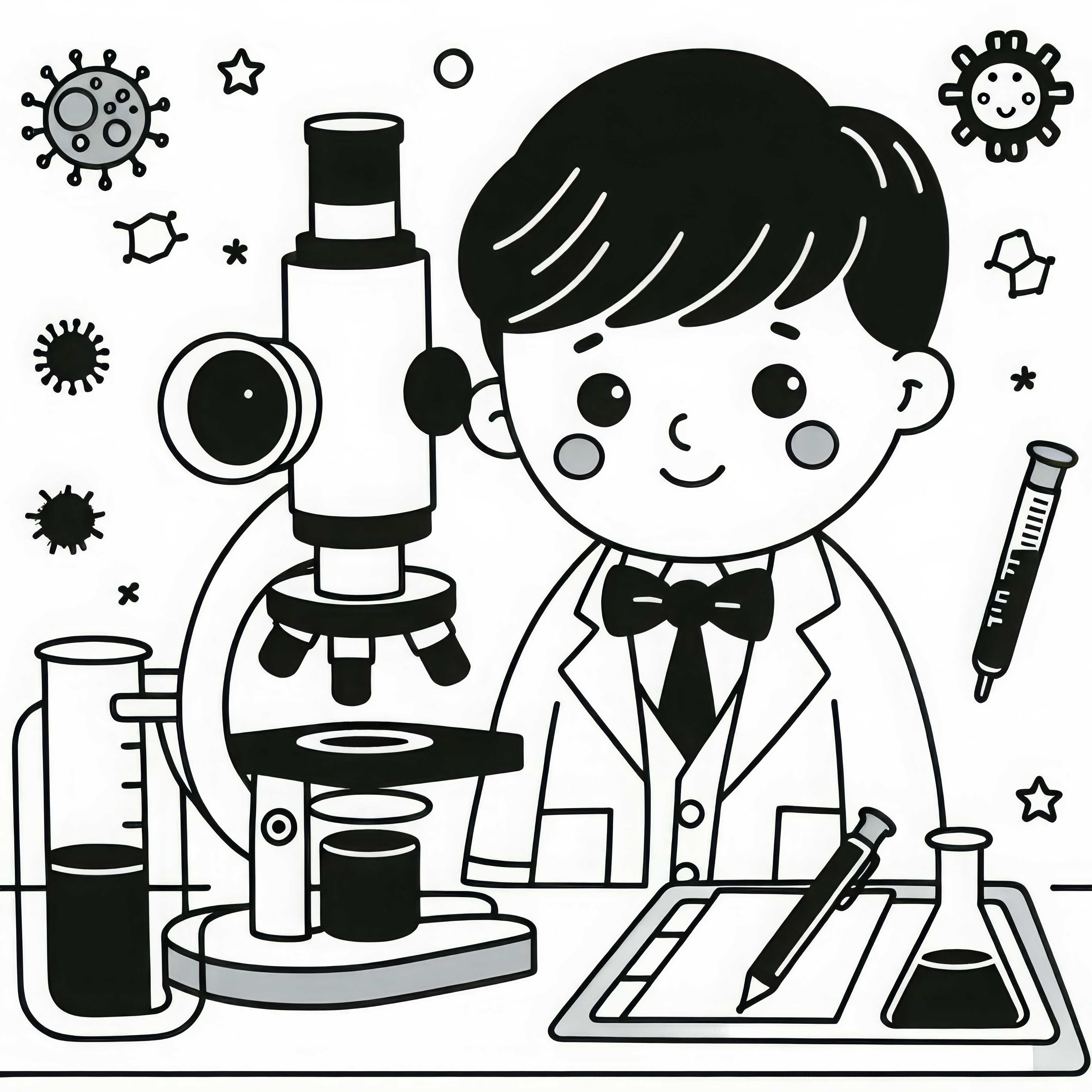 Microscopio para científicos - Plantilla para colorear gratis