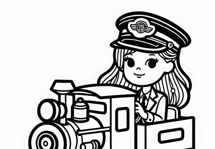 Gambar Mewarnai Kondektur Perempuan Sederhana Gratis