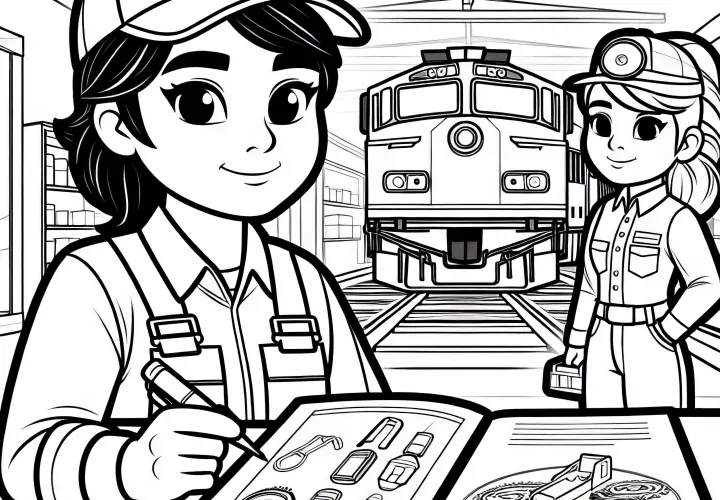 Kondektur di bengkel - Gambar mewarnai gratis