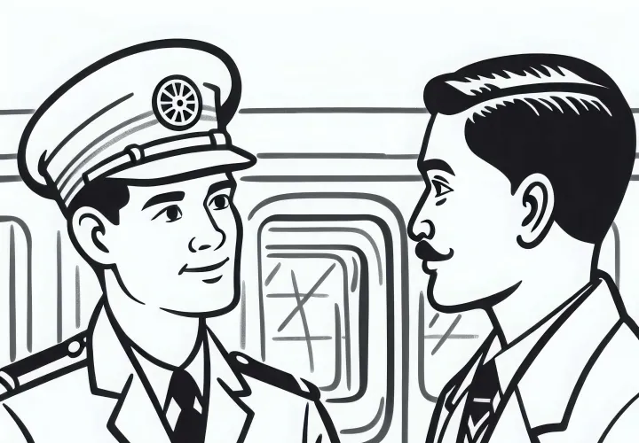 Pemandu kereta sedang berbicara dengan kondektur - Buku gambar gratis