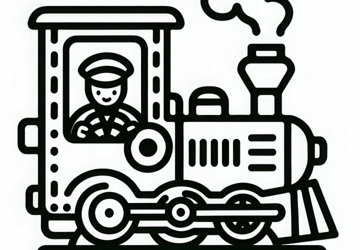 Lokomotive mit Führerstand – Malvorlage einfach und gratis Lokomotive mit Führerstand – Malvorlage einfach und gratis