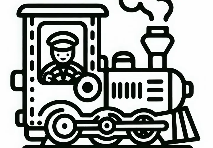 Lokomotif dengan kabin - Halaman mewarnai sederhana dan gratis