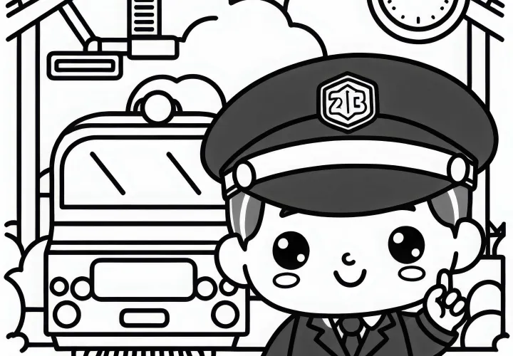 Gambar mewarnai kondektur, mudah dan gratis