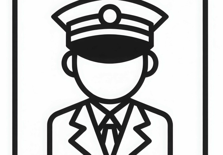 Lokführer in Uniform mit Mütze – Einfaches Ausmalbild Kostenlos Lokführer in Uniform mit Mütze – Einfaches Ausmalbild Kostenlos