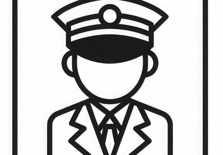 Masinis dalam seragam dengan topi – Gambar mewarnai sederhana gratis