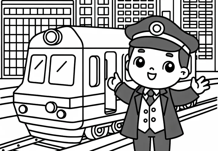 Gambar mewarnai sederhana gratis tentang tema stasiun kereta