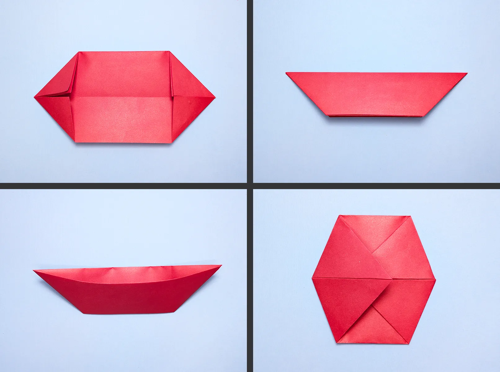 Einfaches Papierboot Origami: Schritt-für-Schritt Anleitung mit Fotos und Beschreibung. Bild 2
