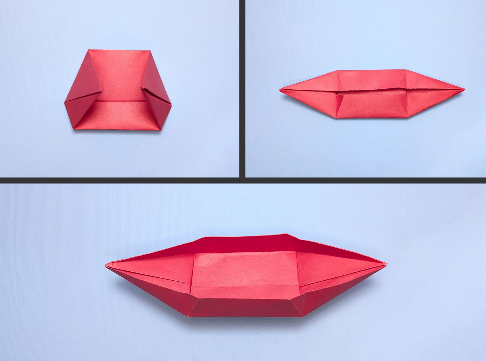 Einfaches Papierboot Origami: Schritt-für-Schritt Anleitung mit Fotos und Beschreibung. Bild 3
