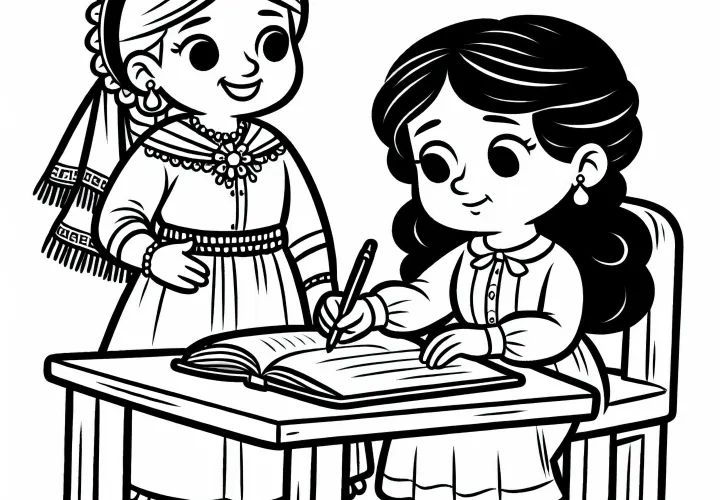 Forfatterinde ved signering af en bog - Malebog Gratis