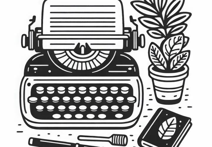 Skrivebord for en forfatter som farvelægningsbillede gratis